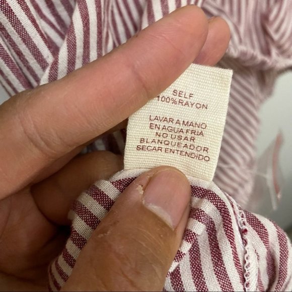 Striped Off-Shoulder Blouse - Red and White - Picture 5 of 8